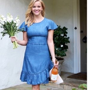Chambray ruffle dress